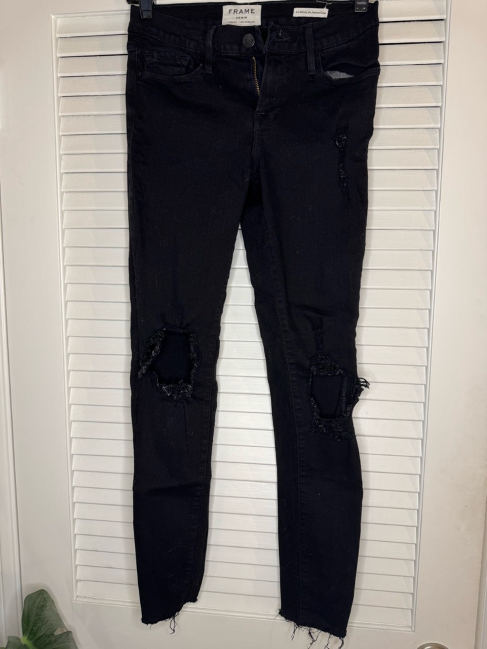 Frame Denim Black Ripped Skinny Jeans